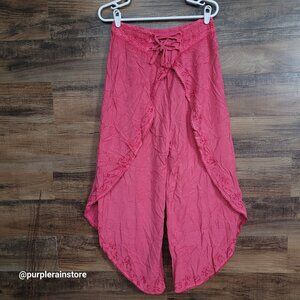 Vintage Harem Pants Size S High Rise Embroidered Stretch Waist Pink Boho